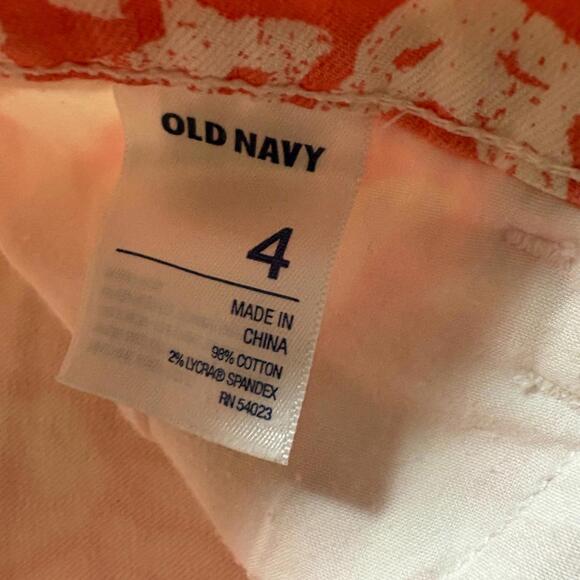 Old Navy Rockstar Women’s Skinny Jeans Coral White Floral Print Size 4 - Picture 6 of 9